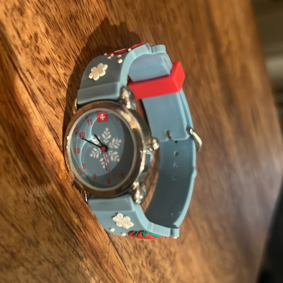 Swiss Army light blue red white kids wrist watch from Switzerland snowflakes🇨🇭 - Picture 7 of 8